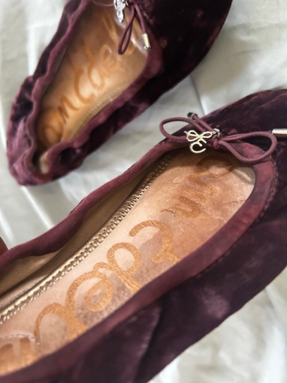 sam edelman  size 7 womens slide ons flats shoes  velvet maroon - Picture 6 of 6